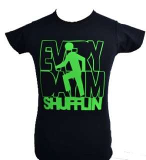 EVERYDAY IM SHUFFLIN BLACK T SHIRT with GREEN S XXL  