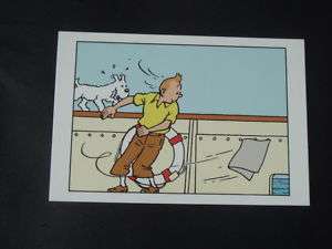   Tintin Carte Postale Tintin sur bateau avec bouée N°30