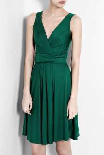 DKNY  Emerald Green Sleeveless V Neck Dress by DKNY