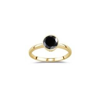   21 Cts Black Diamond Solitaire Ring in 14K Yellow Gold 5.0 Jewelry