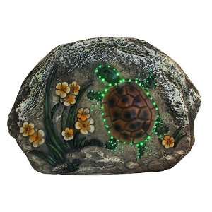  7 LED Lighted Solar Powered Turtle and Flowers Outdoor 