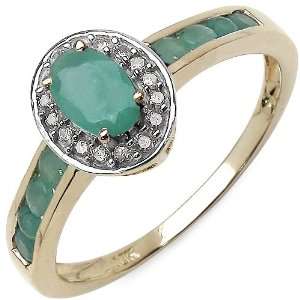   Emerald and 0.14 ct. t.w. Genuine Diamond Accents 10K Yellow Gold Ring