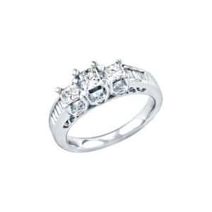   Cut Center Diamond & Tapered Baguette Three Diamond Anniversary Ring