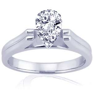 Ct Pear Shaped Ideal Cut Solitaire Diamond Engagement Ring 14K Gold 