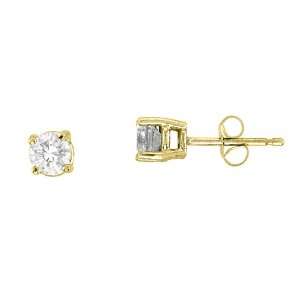  0.50 CTW Diamond Stud Earrings 14K Yellow Gold Jewelry
