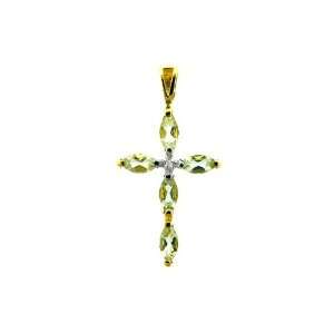    9ct Yellow Gold Green Mint Quartz & Diamond Pendant Jewelry