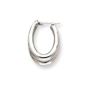    14k White Gold Double Oval Hoop Earrings   JewelryWeb Jewelry