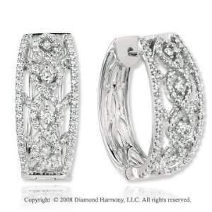    14k White Gold 1 1/3 Carat Diamond Huggie Earrings Jewelry