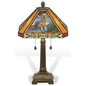  Golden Retriever Stained Glass Lamp