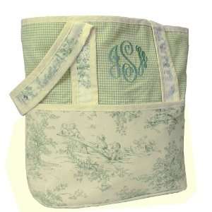    Hoohobbers Baby Etoile Green Embroidered Tote Diaper Bag Baby