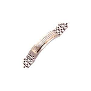  Mens Stainless Steel and 14K Gold and Diamond Bracelet Jewelry