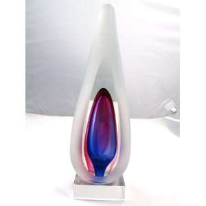 Murano Glass Vase Mouth Blown Art Ruby Sommerso Flame Sculpture X1100 