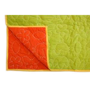 notNeutral Season Small Quilt Reversible, Persimmon/Green/Yellow/White 