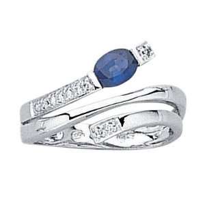   Gold   Diamond & Blue Sapphire   Snake Band Ring   Size 5 Jewelry