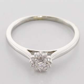   Diamond Solitaire 14K White Gold Vintage Estate Engagement Ring  