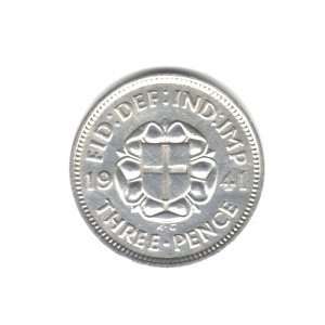  1941 Great Britain England U.K. Three Pence Coin KM#848 
