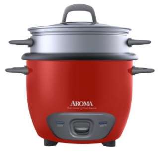 New Aroma Arc 743 1Ngr 6 Cup Rice Cooker and Food Steamer, Red   Free 