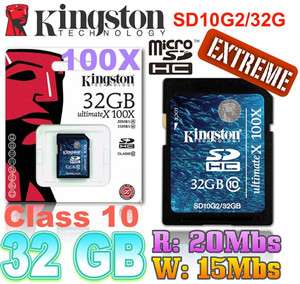 32 GB ( Class 10 & 100X ) Kingston Card Secure Digital SDHC SD10G2 