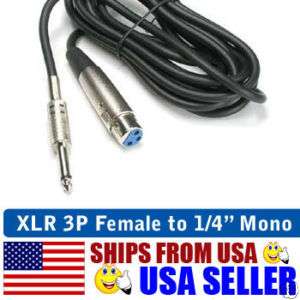 New Premium 6ft XLR Female to 1/4 Inch Male Mic Cables  
