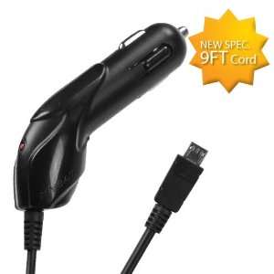 New Black 9 Ft Heavy duty Coiled (1.0 Amp, 1000 mAh) Car Charger For 