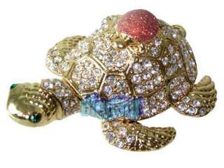 Gold Turtle Crystals Jewellery Jewelry Trinket Ring Box  