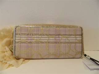   Tartan Plaid Lavender, Gold Accordion Zip Around Wallet $228  