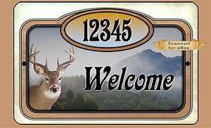   House Number Welcome Sign Plaque Your Address Buck Deer Design  