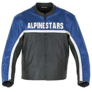  Alpinestars Barcelona Blue Leather Motorcycle Jacket 