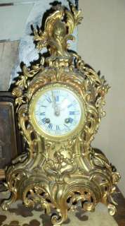 1800s French Gilt Ormolu Antique Mantel Clock AG Mougin  