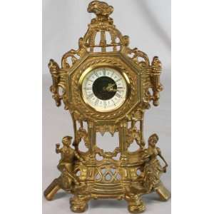    Vintage German Rococo Mantle Clock Woman Lady Man 