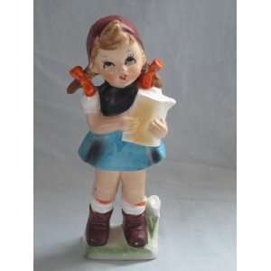  Vintage Porcelain Girl Holding Book Figurine 8 Inch   Made 