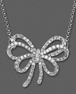 14k White Gold Pendant, Diamond Bow (1/2 ct. t.w.)   Necklaces 