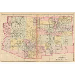    Wanamaker 1895 Antique Map of Arizona & New Mexico