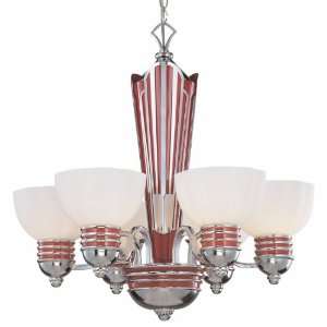 Savoy House 1 2100 6 Art Deco / Retro Six Light Up Lighting Chandelier 