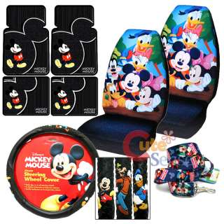 Disney Miceky Mouse Friends Car Seat Covers Accessories 8pc Set Mat 