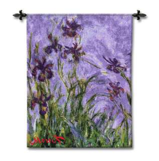 Monets Irises Art Tapestry   Abstract Floral Painting  