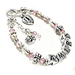  Butterflies and Pearls Baby Name Bracelet Jewelry