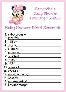 Baby Minnie Word Scramble Baby Shower Games  