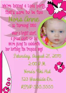 Luau Hula Girl Birthday Baby Shower Invitation  