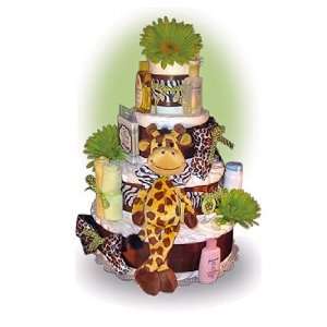  4 Tier Safari Diaper Cake Baby