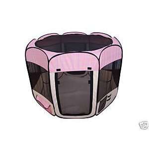 Pet Travel, Indoor or Outdoor Play Yard / Tent *Pink Plaid* *Large 