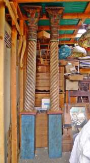   INDONESIAN Wood Pillars COLUMNS Posts HAND CARVED Teak BALINESE Pair