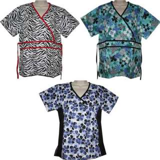 NWT CUTE BLACKSTAR SCRUB TOP VARIOUS PRINTS / STYLES  