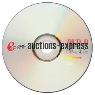 100 Pack Sony 16X DVD R Silver Branded Blank Media Disc  