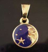 Sterling Silver Vermeil Moon and Star Pendant  