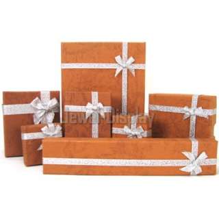 Brown Jewellery Gift Box Bowed Necklace Ring Set #2  