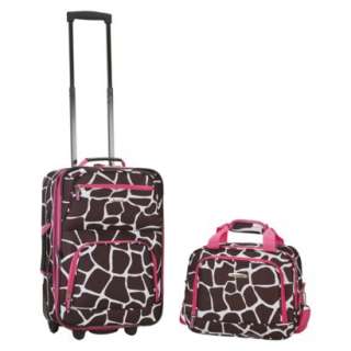 Rockland Rolling Carry On Luggage with Tote   Pink/Brown/White (19 