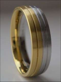 Two Tone Stainless Steel Gold Wedding Band Ring Sz 10.5  