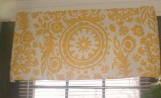 Pair curtain panels, Suzani yellow white UNLINED 84  