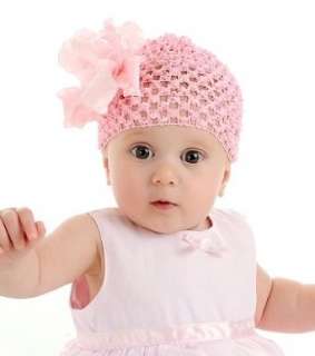  Pink Double Ruffle Crochet Baby Beanie Hat Clothing